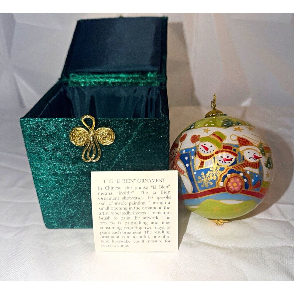 Vintage 2009 Pier 1 Imports "Li Bien" Reverse Hand-Painted Glass Ornament
